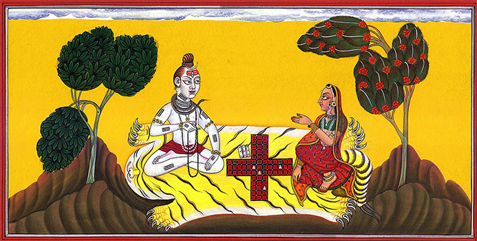 Shiva y parvati juegan chaupar